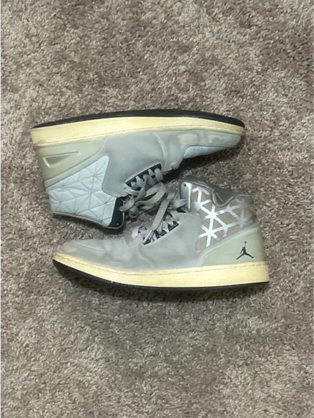 Jordan Men's High-Top Sneakers in Light Gray and Cream